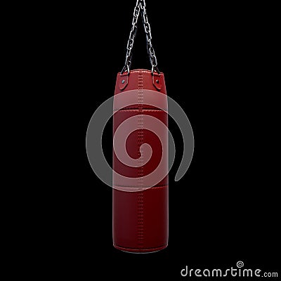 Red Leather Punching Bag Stock Photo