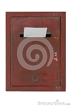 Red letterbox isolated white Stock Photo