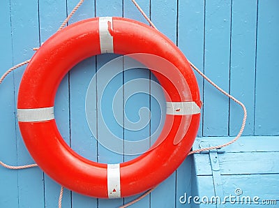 Red life buoy Stock Photo