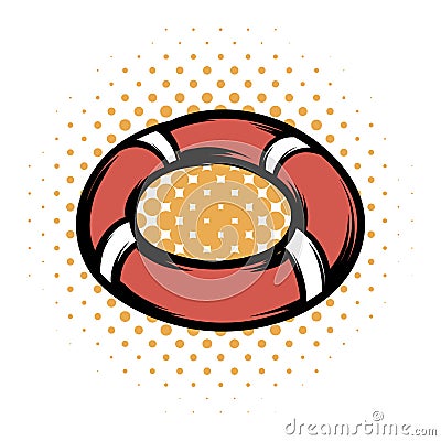 Red lifebuoy comics icon Vector Illustration