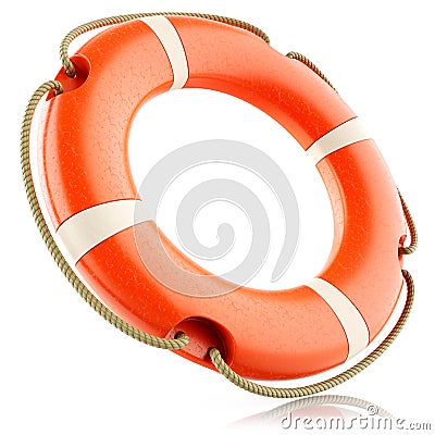 Red lifebuoy ring isolated Stock Photo