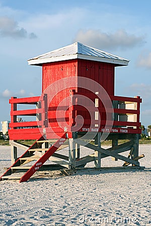 Red Lifeguard Shack Stock Photo