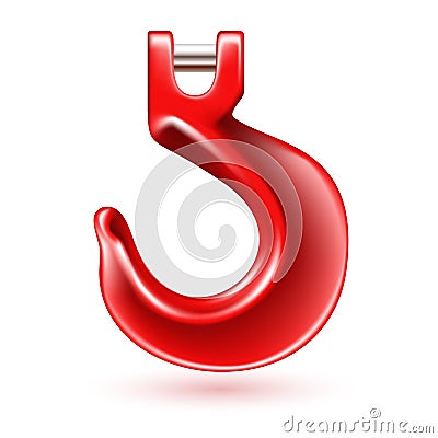 Red lifting crane hook. Vector Illustration