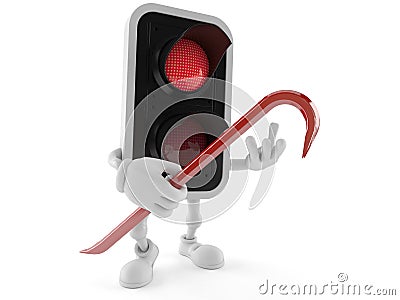 Red light character holding crowbar Stock Photo