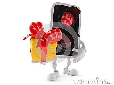 Red light character holding gift Stock Photo