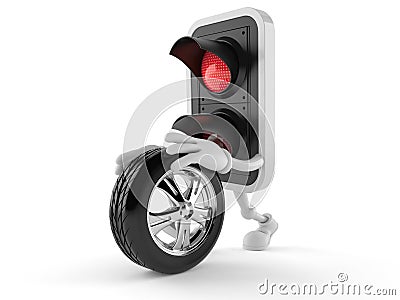 Red light character rolling spare wheel Stock Photo