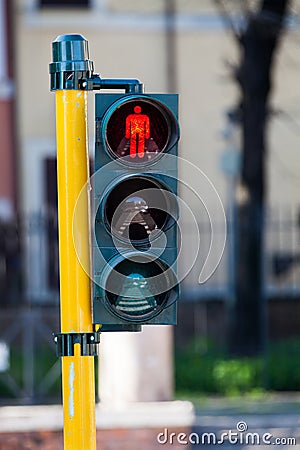 Red light crosswalk. Stop pedestrian. Rome Italy Stock Photo