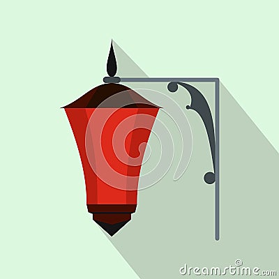 Red light icon, flat style Stock Photo