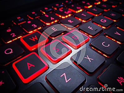 red light keyboard hd wallpaper background Stock Photo