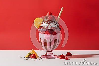 Red light sundae captured against a white isolated background Stock Photo