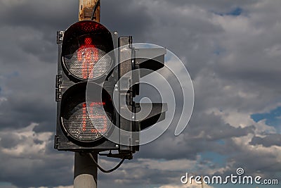 Red light at traffic lights for pedestrians. Stock Photo