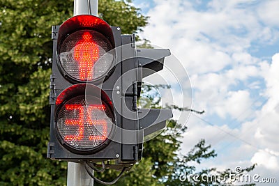 Red light at traffic lights for pedestrians. Stock Photo