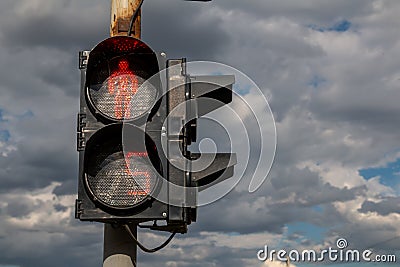 Red light at traffic lights for pedestrians. Stock Photo