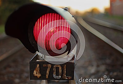 Red Light Train Signal Stock Photo