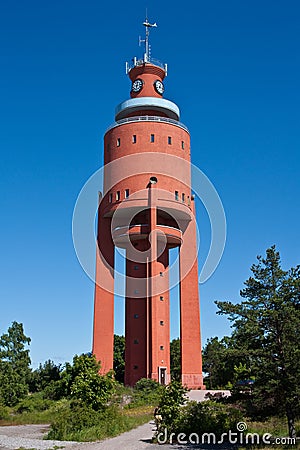 Red Lighthouse Stock Photo