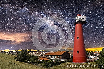 Red Lighthouse Stock Photo