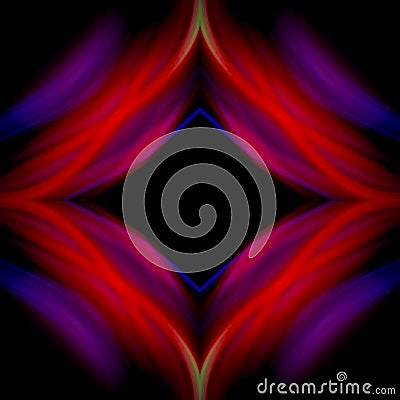 Red and lilac blurred rhombus pattern on black background, futuristic abstraction Stock Photo