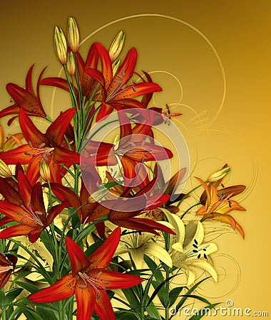 Red Lilies Stock Photo