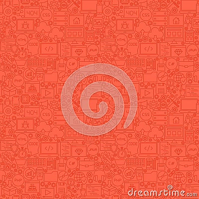 Red Line Coding Seamless Pattern Vector Illustration
