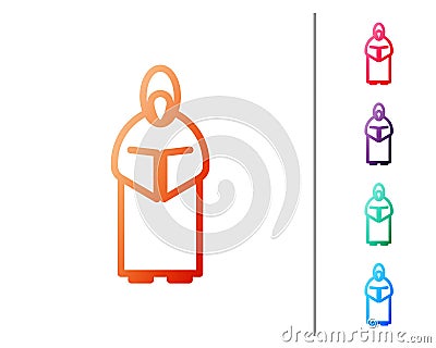Red line Monk icon isolated on white background. Set color icons. Vector Vector Illustration