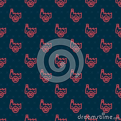 Red line Printing house industry icon isolated seamless pattern on black background. Vector Vector Illustration