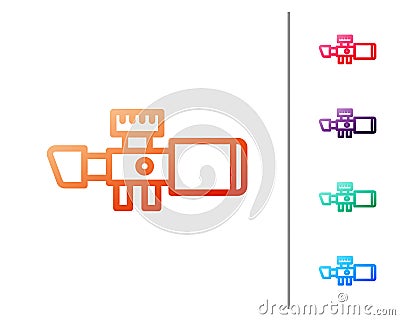 Red line Sniper optical sight icon isolated on white background. Sniper scope crosshairs. Set color icons. Vector Vector Illustration