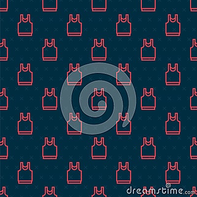 Red line Undershirt icon isolated seamless pattern on black background. Vector Stock Photo