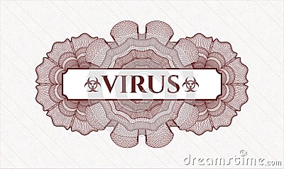 Red linear rosette. Vector Illustration. Detailed with text Virus inside Vector Illustration