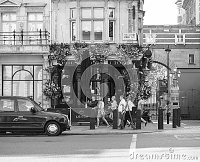 the Red Lion pub in London, black and white Editorial Stock Photo