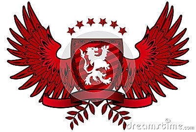 Red Lion Shield Vector Illustration