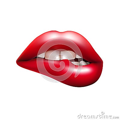 Red lip biting Vector Illustration