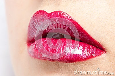 Red lips close-up Stock Photo