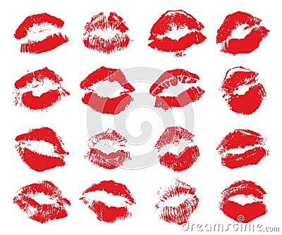 Red lips imprint Vector Illustration