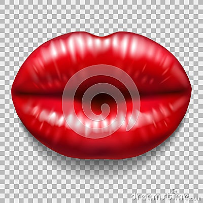 Red lips isolated on transparent background Vector Illustration