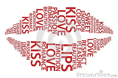 Red Lips With Love Words Vector Illustration