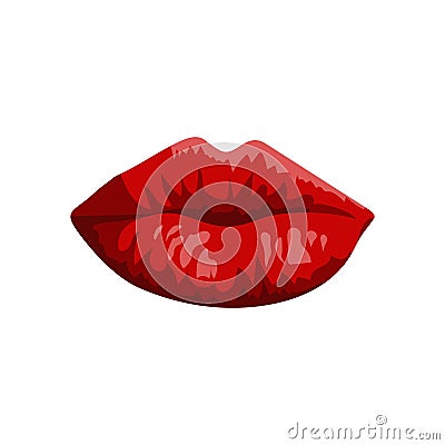 Red lips on a white background Vector Illustration