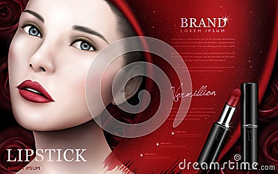 Red lipstick ad Vector Illustration