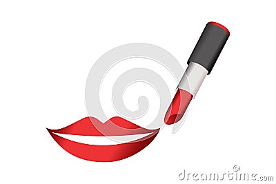 Red Lipstick color on lips Cartoon Illustration