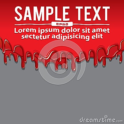 Red Liquid Paint, Dribble Banner. Vector Illustration