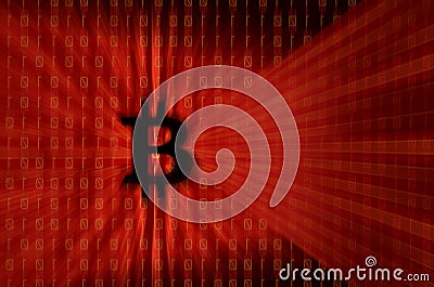 Red lock on binary numbers and digital screen Stock Photo