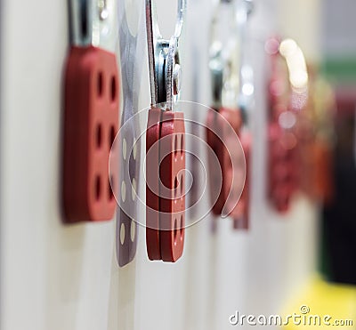 The Red Lock out hasp Stock Photo