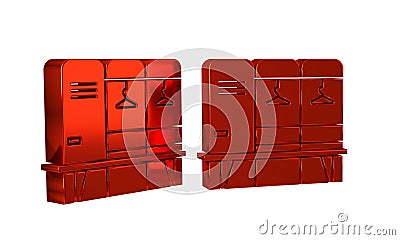 Red Locker or changing room for hockey, football, basketball team or workers icon isolated on transparent background. Stock Photo