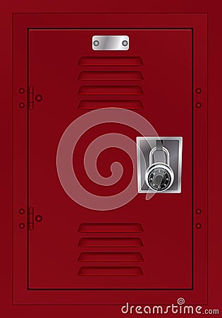 Red Locker and Combination Lock Illustration Vector Illustration