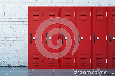 Red lockers Stock Photo