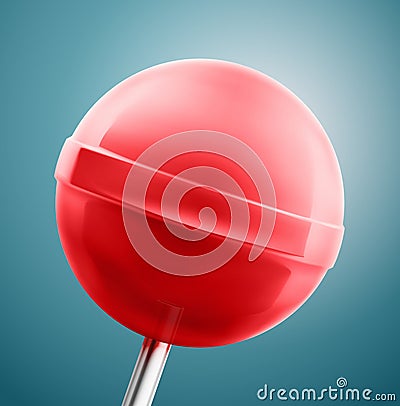 Red Lollipop Closeup Vector Illustration