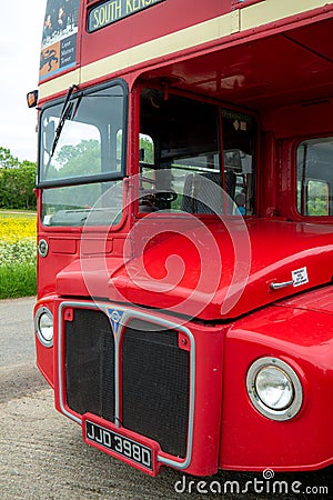 Red London Routemaster bus. No 14 Editorial Stock Photo