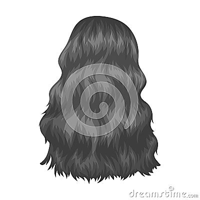 Red long back.Back hairstyle single icon in monochrome style vector symbol stock illustration web. Vector Illustration