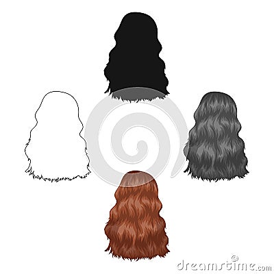 Red long back.Back hairstyle single icon in cartoon style vector symbol stock illustration web. Vector Illustration