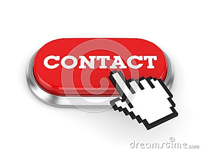 Red Long Contact Button With Metal Border On White Background Stock Photo