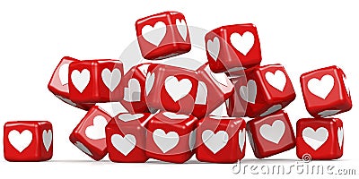 Red love cubes isolated on white background Stock Photo